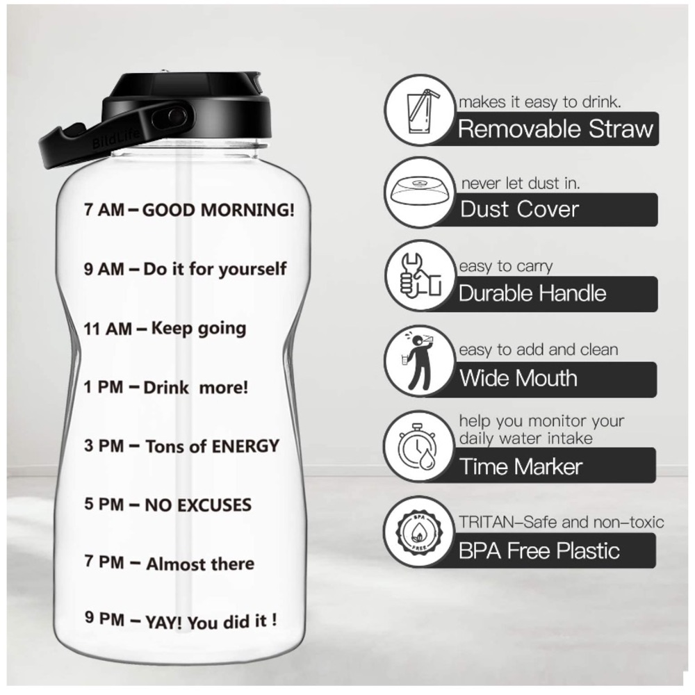 NWT 1 Gallon Motivational Water Bottle Clear